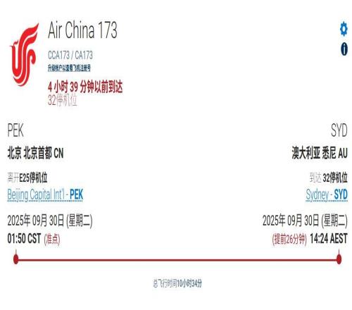 飛行超10個半小時，國安全隊已經抵達澳大利亞悉尼